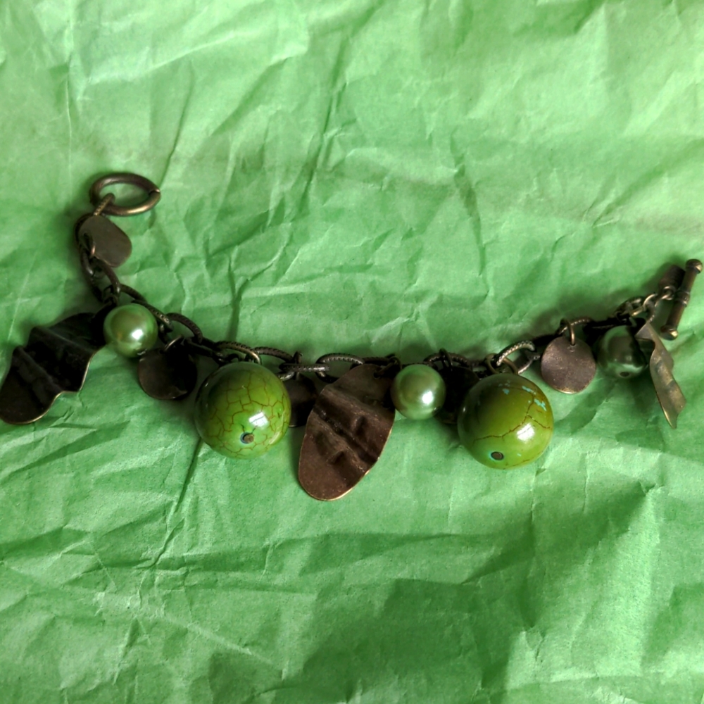 Green & Brass Bracelet